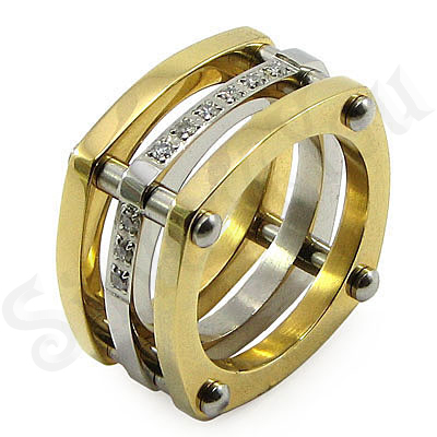 Verigheta inox aurit cu zirconii - BR6065