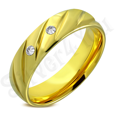 Verigheta inox in culoarea aurului cu zirconii albe - LR5088