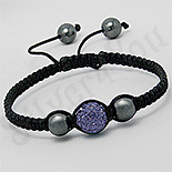 Bratara siret negru hematite si cristale mov - PK2303 Bratara siret negru hematite si cristale mov - PK2303