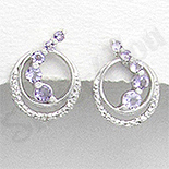 Cercei argint cu ametist si zircon alb - PK1412 Cercei argint cu ametist si zircon alb - PK1412
