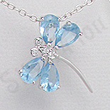 Pandantiv argint fluturas zirconii bleu aspect aur alb - PK2514