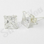 Cercei argint zirconi albe patrati /8 mm - PK1844 Cercei argint zirconi albe patrati /8 mm - PK1844