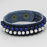 Bratara piele albastra pietre albe albastre - PK2300 Bratara piele albastra pietre albe albastre - PK2300