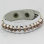Bratara piele alba pietre maro cristale albe - PK2301 Bratara piele alba pietre maro cristale albe - PK2301