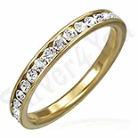 Inel inox aurit cu zirconii albe - IF908 Inel inox aurit cu zirconii albe - IF908