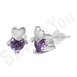 Cercei inox cu zirconiu mov - CF1136 Cercei inox cu zirconiu mov - CF1136