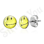 Cercei inox Smiley Face galbeni - BM262 Cercei inox Smiley Face galbeni - BM262