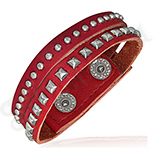 Bratara piele rosie cu tinte - PK1634 Bratara piele rosie cu tinte - PK1634