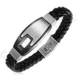 Bratara inox gri cu impletitura neagra - PK2110 Bratara inox gri cu impletitura neagra - PK2110