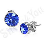 Cercei inox rotunzi cu piatra rotunda albastra 7 mm - PK1767 Cercei inox rotunzi cu piatra rotunda albastra 7 mm - PK1767