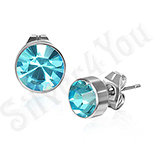 Cercei inox rotunzi cu piatra rotunda bleu 7 mm - PK1768 Cercei inox rotunzi cu piatra rotunda bleu 7 mm - PK1768