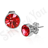 Cercei inox rotunzi cu piatra rotunda rosie 7mm - PK1771 Cercei inox rotunzi cu piatra rotunda rosie 7mm - PK1771