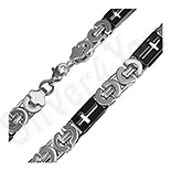 Lant inox barbati zale decupate cruce gri si negru/57 cm - PK2178 Lant inox barbati zale decupate cruce gri si negru/57 cm - PK2178