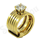 Set inele inox aurit si zirconii albe - BR6026 Set inele inox aurit si zirconii albe - BR6026