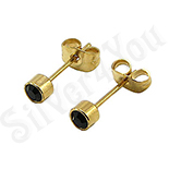 Cercei inox aurit si zircon negru/4 mm - BR6164 Cercei inox aurit si zircon negru/4 mm - BR6164