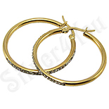 Cercei inox aurit si zirconii albe/3.3 cm - BR6169 Cercei inox aurit si zirconii albe/3.3 cm - BR6169