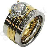 Set inele inox aurit si zirconii albe - BR6430 Set inele inox aurit si zirconii albe - BR6430
