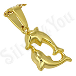 Pandantiv doi delfini din inox aurit - BR6419 Pandantiv doi delfini din inox aurit - BR6419