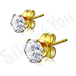 Cercei inox aurit cu zirconii albe/3 mm - BR6420 Cercei inox aurit cu zirconii albe/3 mm - BR6420