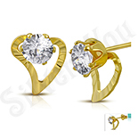 Cercei inox aurit si zircon alb - LR119 Cercei inox aurit si zircon alb - LR119