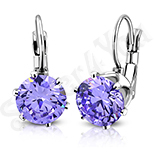 Cercei inox cu zircon mov - superbi - LR200 Cercei inox cu zircon mov - superbi - LR200
