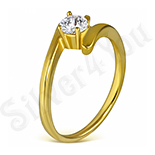 Inel inox in culoarea aurului cu zircon alb - LR5090 Inel inox in culoarea aurului cu zircon alb - LR5090