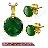 Set lant, pandantiv si cercei inox piatra verde - LR5061 Set lant, pandantiv si cercei inox piatra verde - LR5061