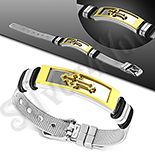 Bratara inox in 3 culori si cruce 12 mm/19 cm - PK6048 Bratara inox in 3 culori si cruce 12 mm/19 cm - PK6048