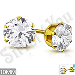 Cercei inox aurit cu zircon alb/10 mm - PK6054 Cercei inox aurit cu zircon alb/10 mm - PK6054