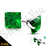 Cercei inox cu zircon verde/4 mm - PK6056 Cercei inox cu zircon verde/4 mm - PK6056