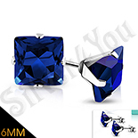 Cercei inox cu zircon albastrru/6 mm - PK6057 Cercei inox cu zircon albastrru/6 mm - PK6057