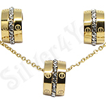Set colier si cercei inox aurit cu zirconii albe - LR263 Set colier si cercei inox aurit cu zirconii albe - LR263