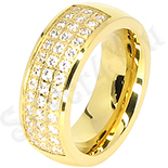 Inel inox aurit cu zirconii albe - superb - LR275 Inel inox aurit cu zirconii albe - superb - LR275
