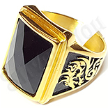 Ghiul cu zircon negru multifatetat si model dragon - LR324 Ghiul cu zircon negru multifatetat si model dragon - LR324