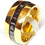 Inel inox aurit cu zirconii negre superb - unisex - LR328 Inel inox aurit cu zirconii negre superb - unisex - LR328
