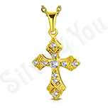 Cruce inox aurit cu zirconii albe - LR113 Cruce inox aurit cu zirconii albe - LR113