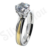 Inel inox aurit cu zircon alb - LR219 Inel inox aurit cu zircon alb - LR219