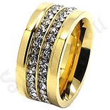 Inel inox aurit cu zirconii albe - superb - LR223 Inel inox aurit cu zirconii albe - superb - LR223