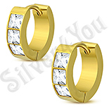 Cercei inox aurit si zirconii albe - PK6050 Cercei inox aurit si zirconii albe - PK6050