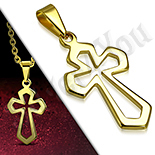 Cruce inox aurit medieval perforata - PK6023 Cruce inox aurit medieval perforata - PK6023